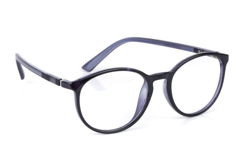 Black Grey Full Rim Round Eyeglasses