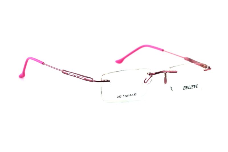 Pink Rimless Rectangle Eyeglasses