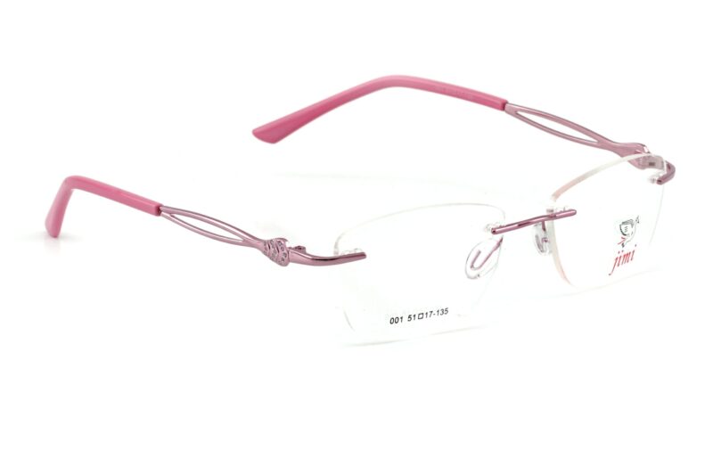 Pink Rimless Rectangle Eyeglasses