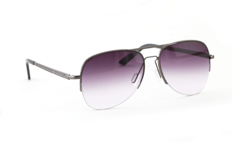 Gunmetal Half Rim Aviator Sunglasses