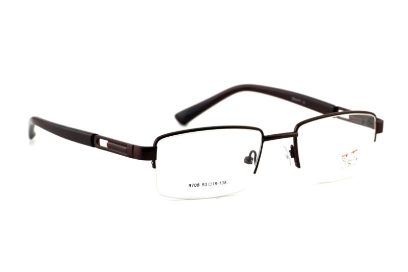 Brown Half Rim Rectangle Eyeglasses