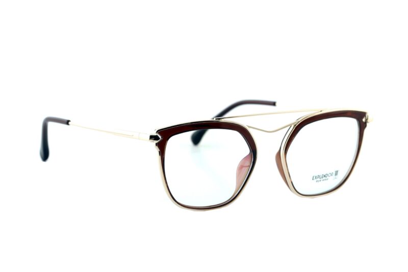 Gold Brown Full Rim Cat Eye Eyeglasses
