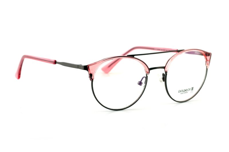 Gunmetal Pink Full Rim Round Eyeglasses