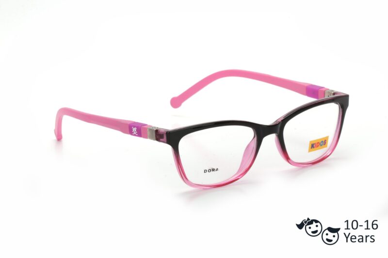 Black Pink Full Rim Rectangle Kids Eyeglasses