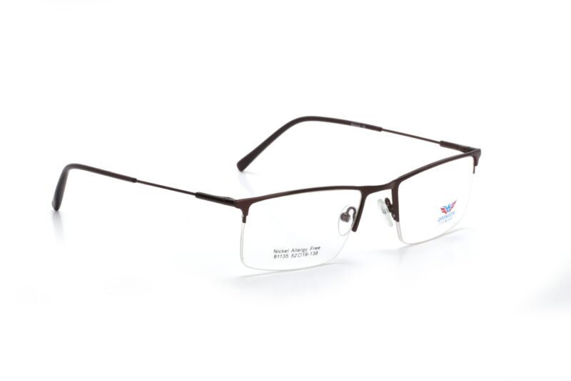 Brown Half Rim Rectangle Eyeglasses