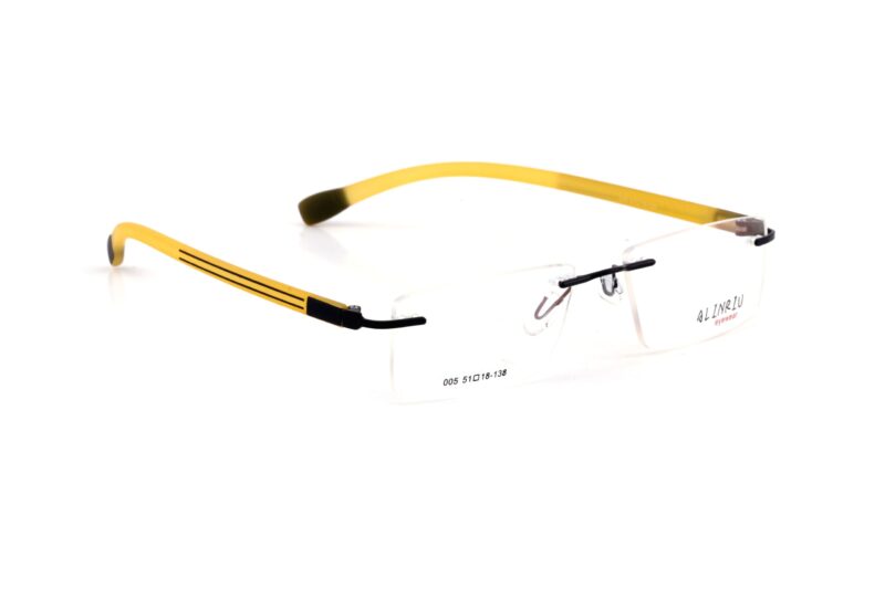 Black Yellow Rimless Rectangle Eyeglasses