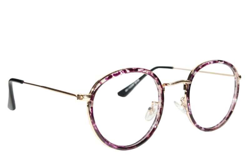 Gold Purple Full Rim Round Eyeglasses