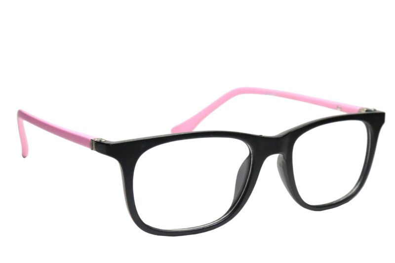 Black Pink Full Rim Rectangle Eyeglasses
