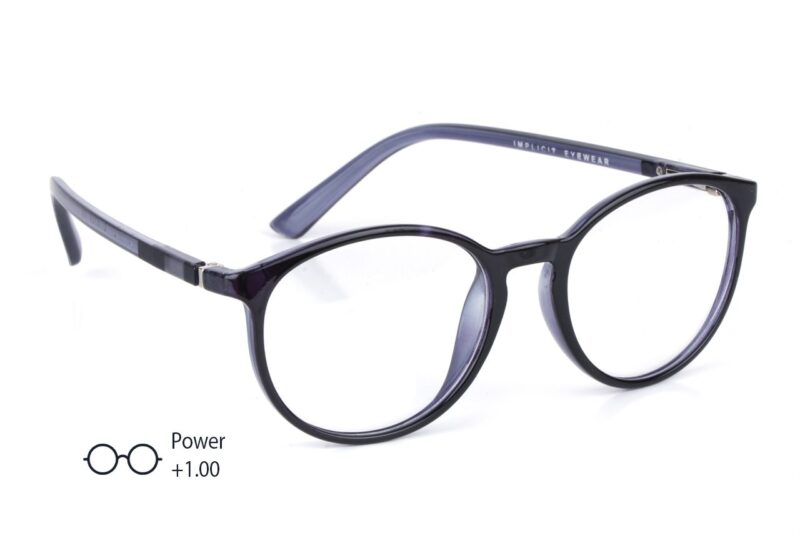 Black Grey Full Rim Round Reading Glasses