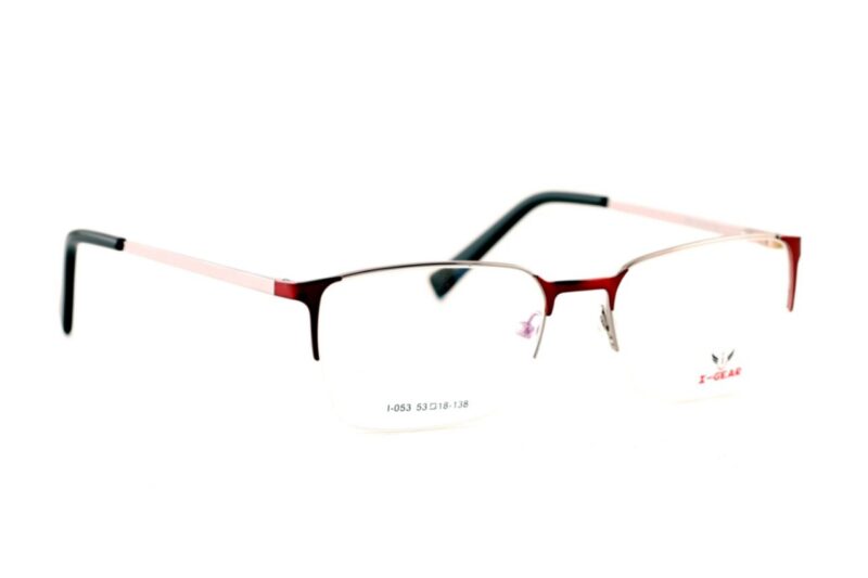 Silver Brown Half Rim Rectangle Eyeglasses