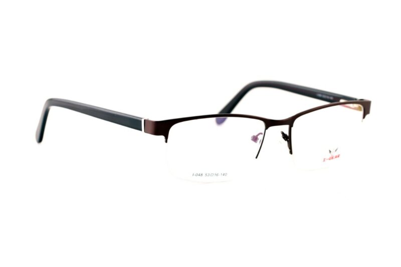 Brown Half Rim Rectangle Eyeglasses