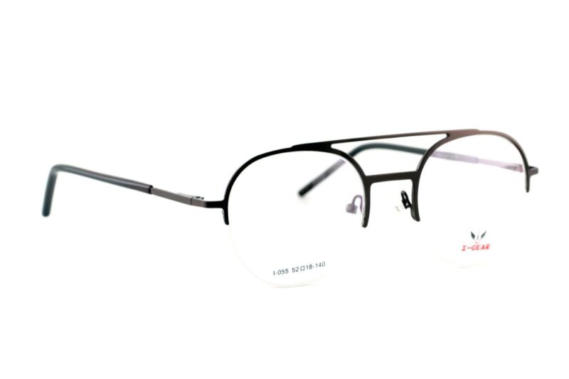 Brown Half Rim Round Eyeglasses