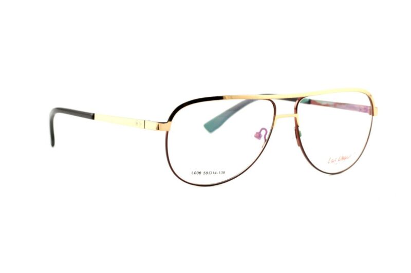 Gold Brown Full Rim Aviator Eyeglasses