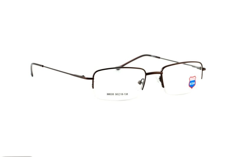 Brown Half Rim Rectangle Eyeglasses