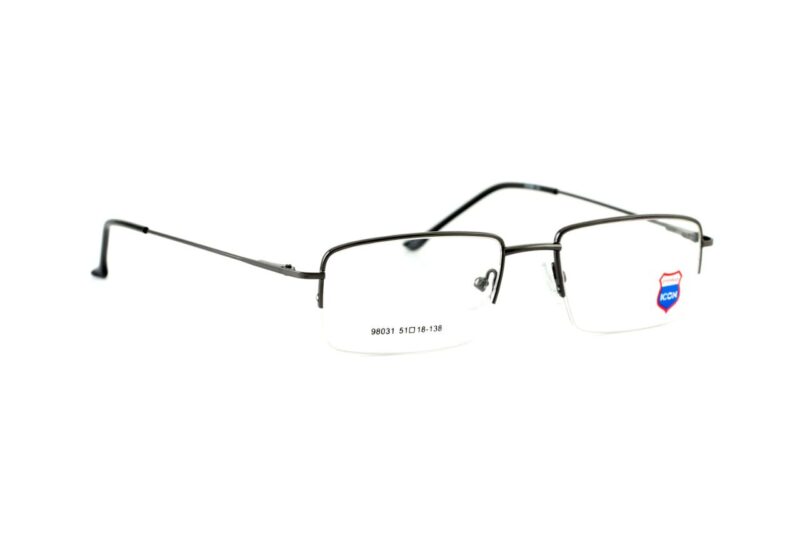 Gunmetal Half Rim Rectangle Eyeglasses
