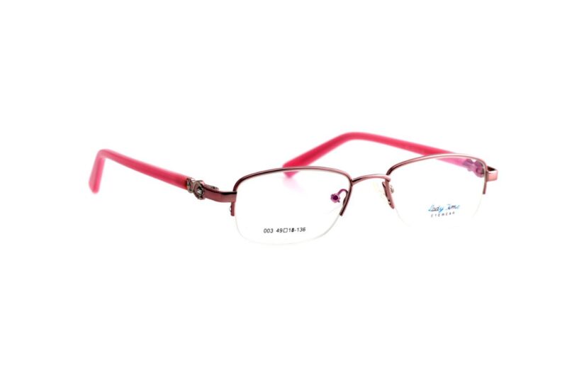 Silver Pink Half Rim Rectangle Eyeglasses