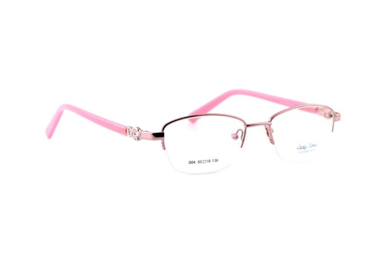 Silver Pink Half Rim Rectangle Eyeglasses