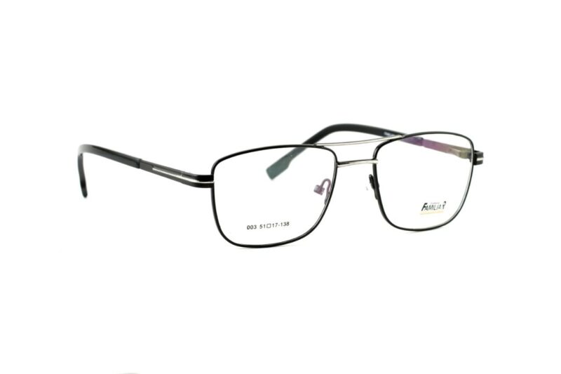 Silver Black Full Rim Rectangle Eyeglasses