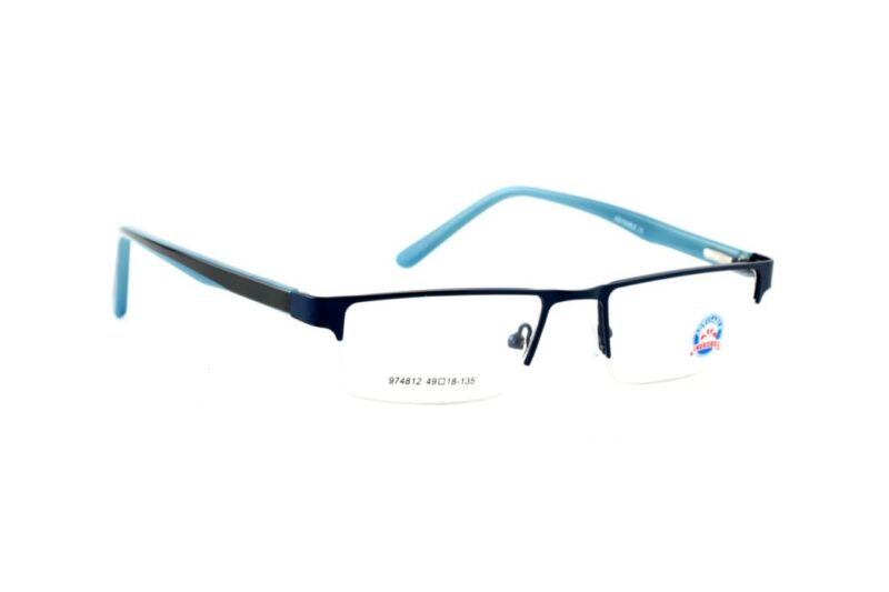 Blue Half Rim Rectangle Eyeglasses