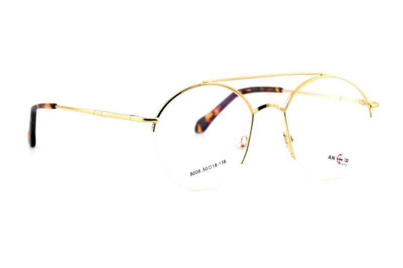 Gold Half Rim Round Eyeglasses