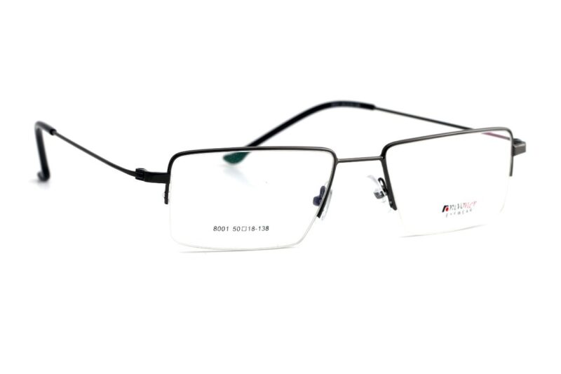 Gunmetal Half Rim Rectangle Eyeglasses