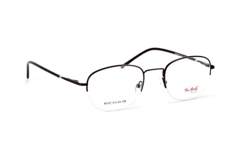 Brown Half Rim Rectangle Eyeglasses