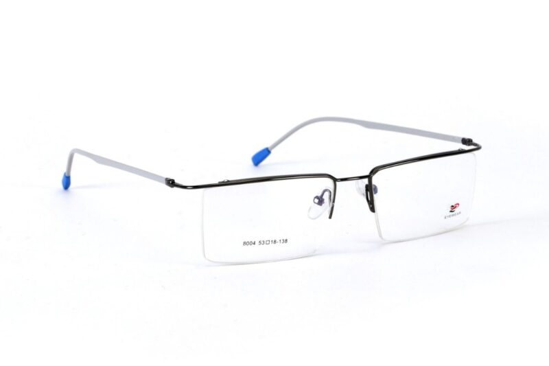 Gunmetal Half Rim Rectangle Eyeglasses