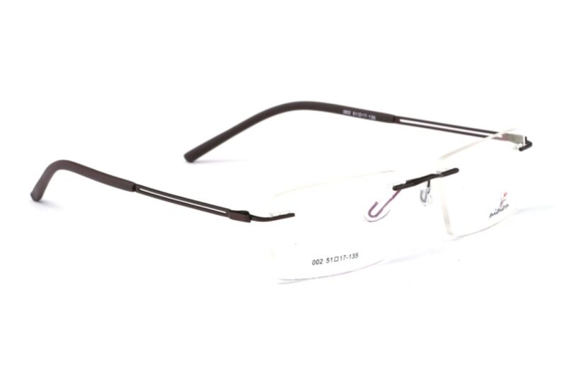 Brown Matte Brown Rimless Rectangle Eyeglasses