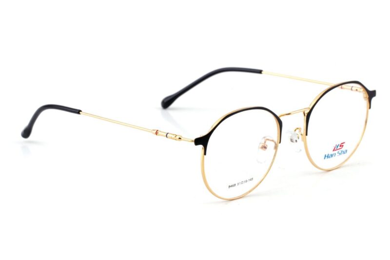 Gold Black Full Rim Round Eyeglasses