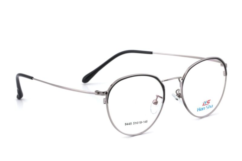Silver Black Full Rim Round Eyeglasses