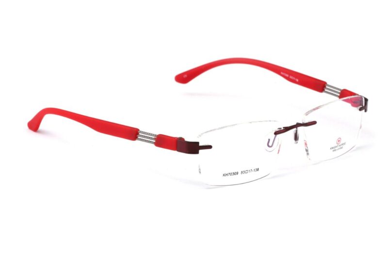 Red Rimless Rectangle Eyeglasses