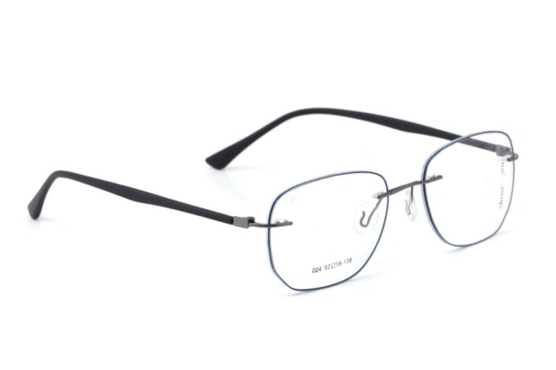 Gunmetal Blue Rimless Rectangle Eyeglasses