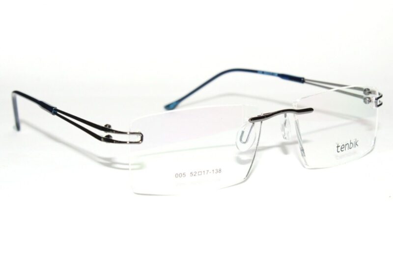 Blue Rimless Rectangle Eyeglasses