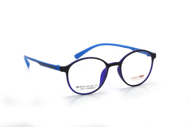 Black Blue Full Rim Round Eyeglasses