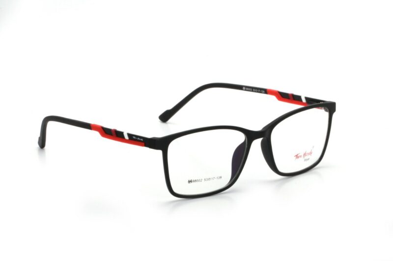 Black Red Full Rim Rectangle Eyeglasses