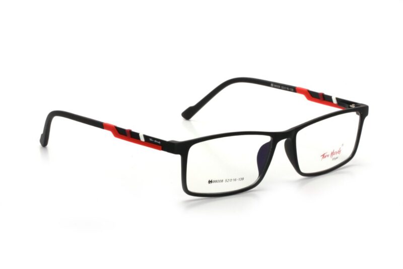 Black Red Full Rim Rectangle Eyeglasses