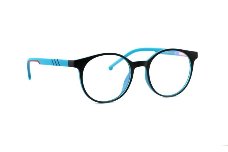 Black Blue Full Rim Round Eyeglasses