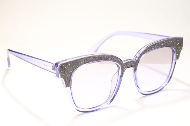 Transparent Purple Glitter Full Rim Cat Eye Sunglasses